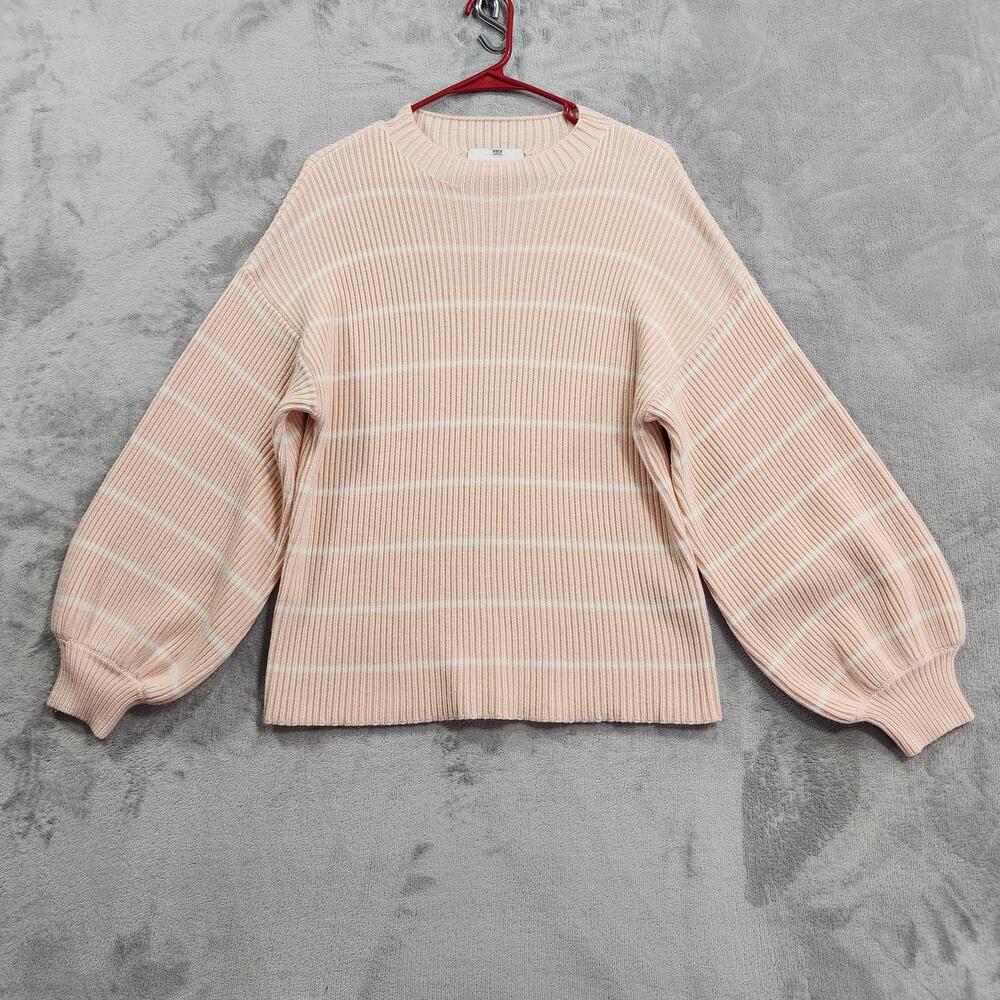 Saylor Reformation Sweater Womens M/L Pink Striped Wool Blend Balloon Sleeve
